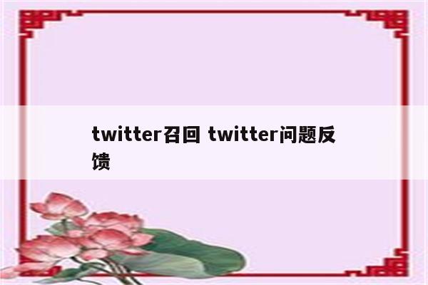 twitter召回 twitter问题反馈