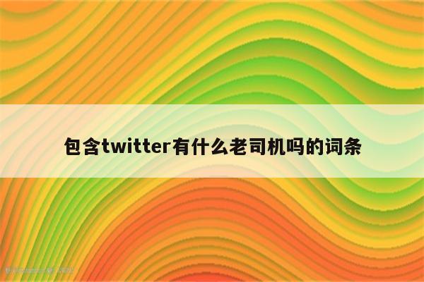 包含twitter有什么老司机吗的词条