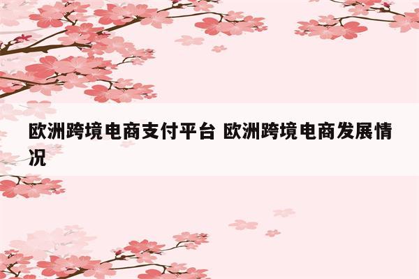 欧洲跨境电商支付平台 欧洲跨境电商发展情况