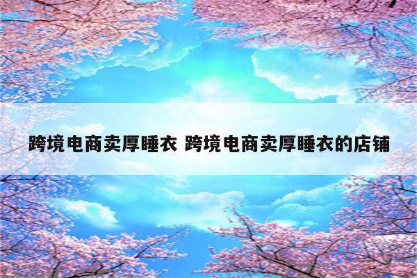 跨境电商卖厚睡衣 跨境电商卖厚睡衣的店铺