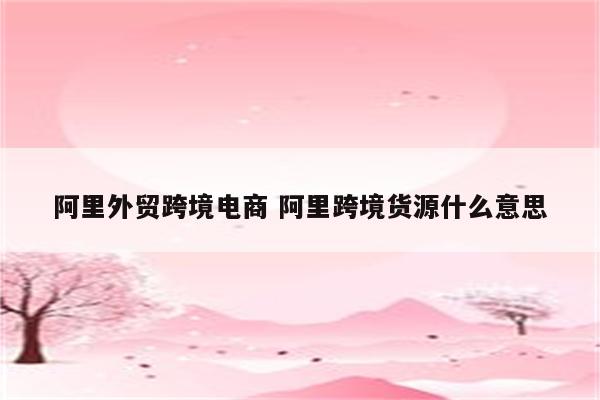 阿里外贸跨境电商 阿里跨境货源什么意思