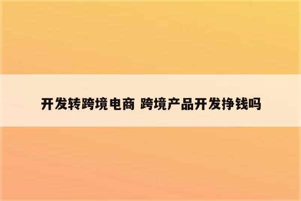 开发转跨境电商 跨境产品开发挣钱吗