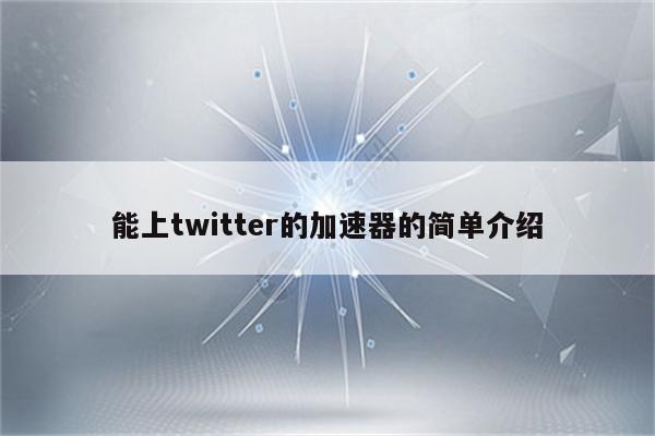 能上twitter的加速器的简单介绍