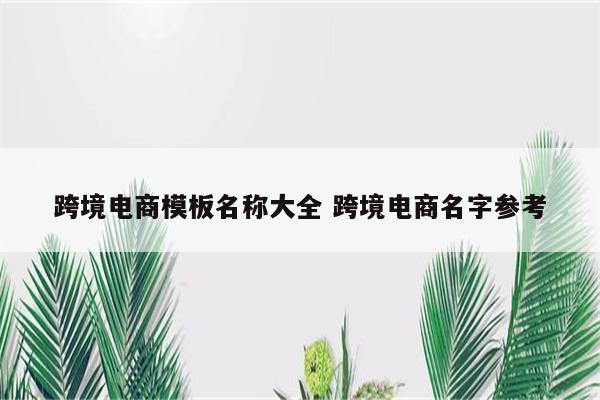 跨境电商模板名称大全 跨境电商名字参考