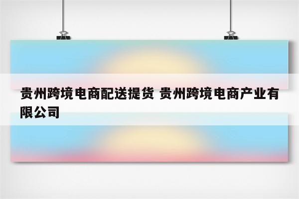 贵州跨境电商配送提货 贵州跨境电商产业有限公司