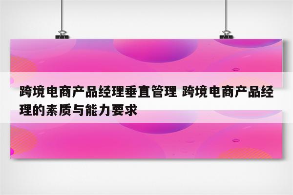 跨境电商产品经理垂直管理 跨境电商产品经理的素质与能力要求