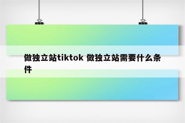 做独立站tiktok 做独立站需要什么条件