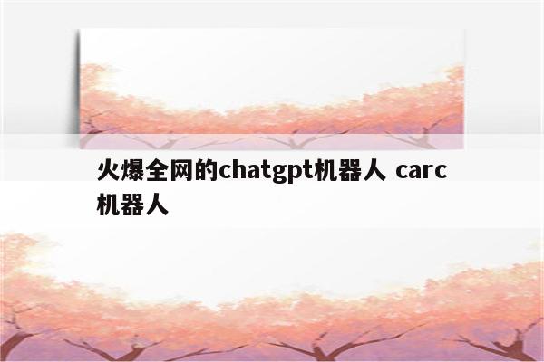火爆全网的chatgpt机器人 carc机器人