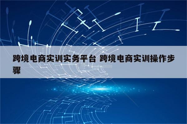 跨境电商实训实务平台 跨境电商实训操作步骤