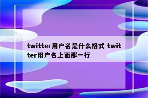 twitter用户名是什么格式 twitter用户名上面那一行