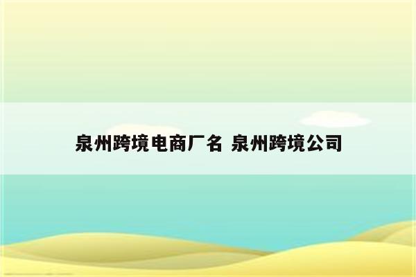泉州跨境电商厂名 泉州跨境公司