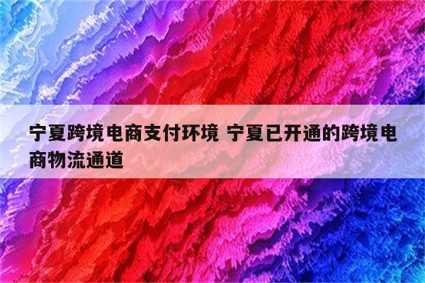 宁夏跨境电商支付环境 宁夏已开通的跨境电商物流通道