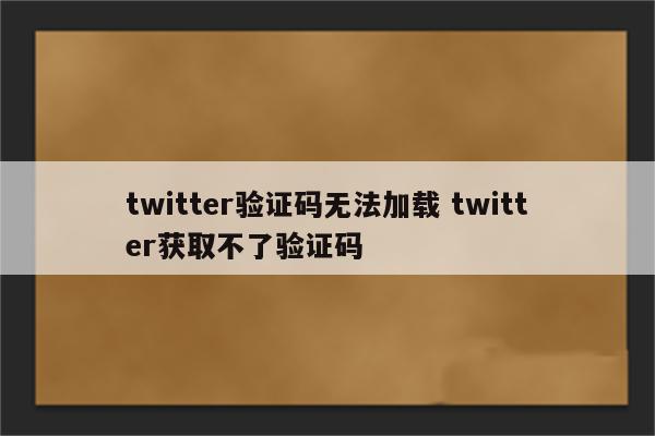 twitter验证码无法加载 twitter获取不了验证码