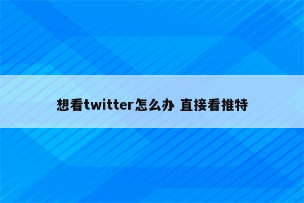 想看twitter怎么办 直接看推特