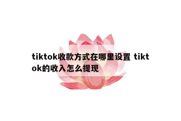 tiktok收款方式在哪里设置 tiktok的收入怎么提现