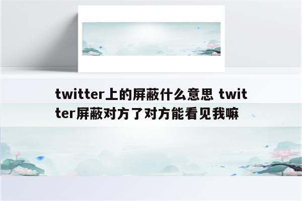 twitter上的屏蔽什么意思 twitter屏蔽对方了对方能看见我嘛