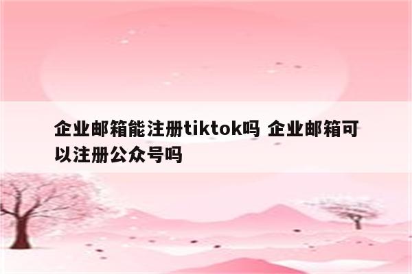 企业邮箱能注册tiktok吗 企业邮箱可以注册公众号吗