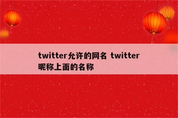 twitter允许的网名 twitter昵称上面的名称