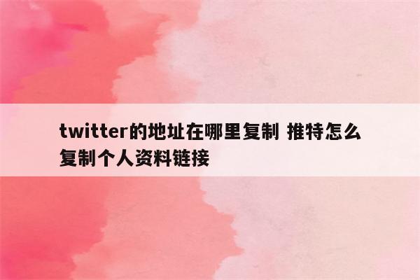 twitter的地址在哪里复制 推特怎么复制个人资料链接