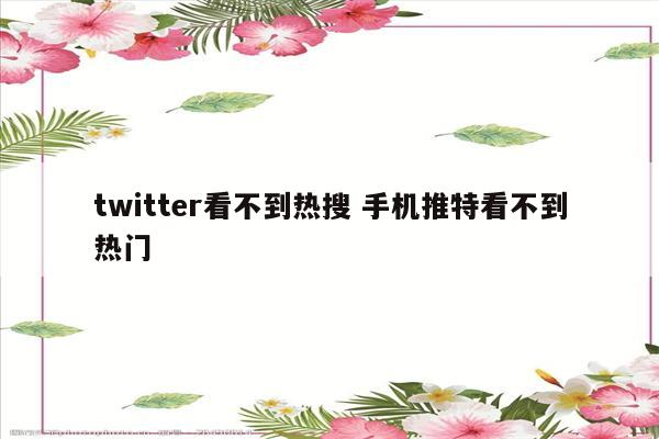 twitter看不到热搜 手机推特看不到热门