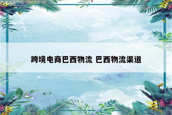 跨境电商巴西物流 巴西物流渠道