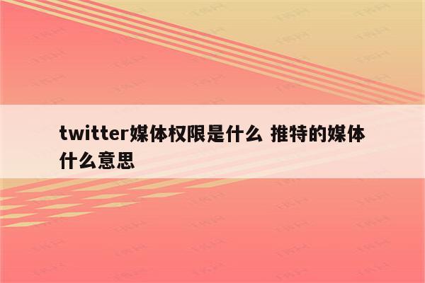 twitter媒体权限是什么 推特的媒体什么意思