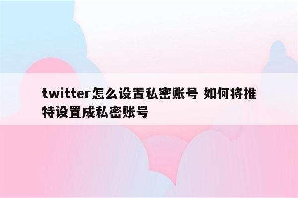 twitter怎么设置私密账号 如何将推特设置成私密账号