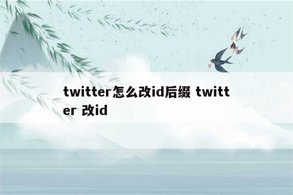 twitter怎么改id后缀 twitter 改id