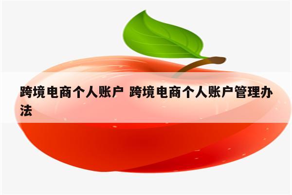 跨境电商个人账户 跨境电商个人账户管理办法