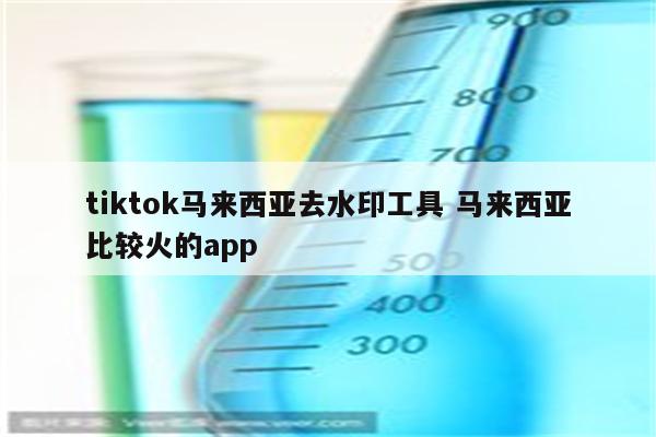 tiktok马来西亚去水印工具 马来西亚比较火的app