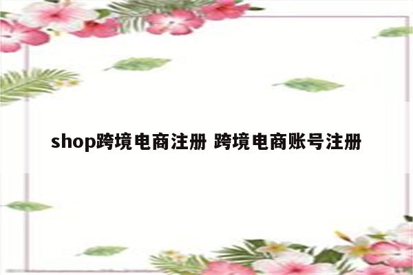 shop跨境电商注册 跨境电商账号注册