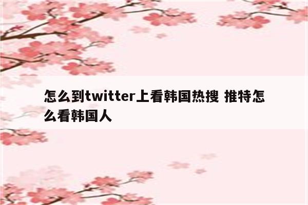怎么到twitter上看韩国热搜 推特怎么看韩国人