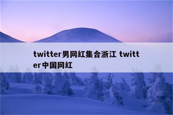 twitter男网红集合浙江 twitter中国网红