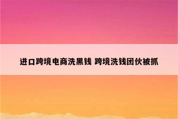 进口跨境电商洗黑钱 跨境洗钱团伙被抓