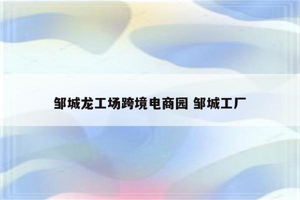 邹城龙工场跨境电商园 邹城工厂