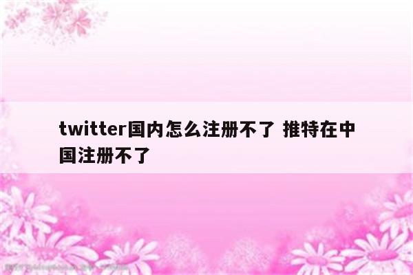 twitter国内怎么注册不了 推特在中国注册不了