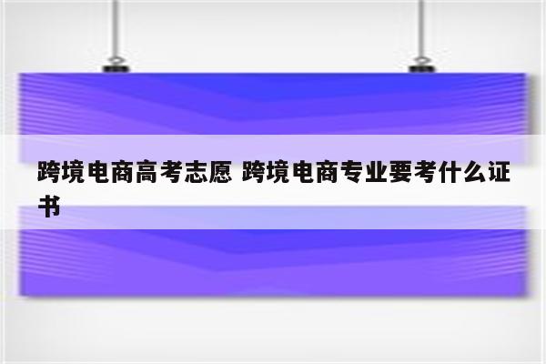 跨境电商高考志愿 跨境电商专业要考什么证书
