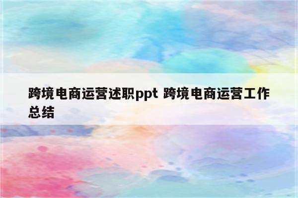 跨境电商运营述职ppt 跨境电商运营工作总结