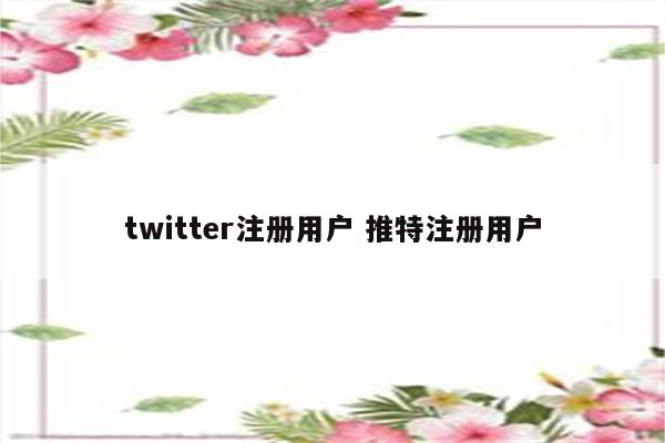 twitter注册用户 推特注册用户
