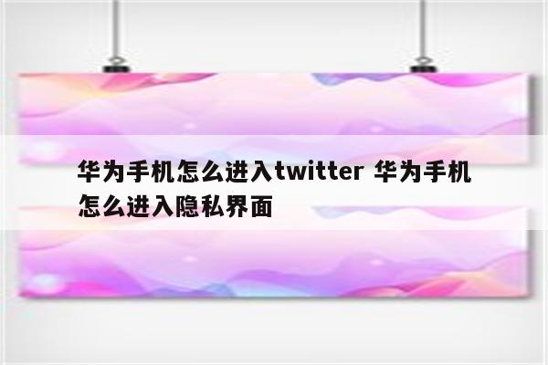 华为手机怎么进入twitter 华为手机怎么进入隐私界面