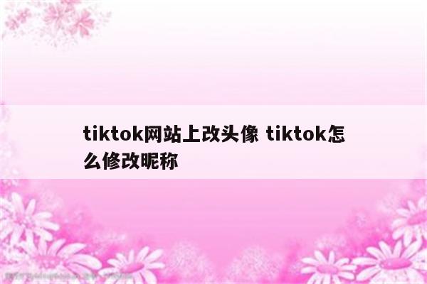 tiktok网站上改头像 tiktok怎么修改昵称