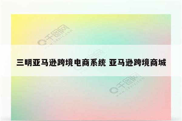 三明亚马逊跨境电商系统 亚马逊跨境商城