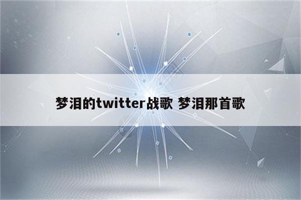 梦泪的twitter战歌 梦泪那首歌
