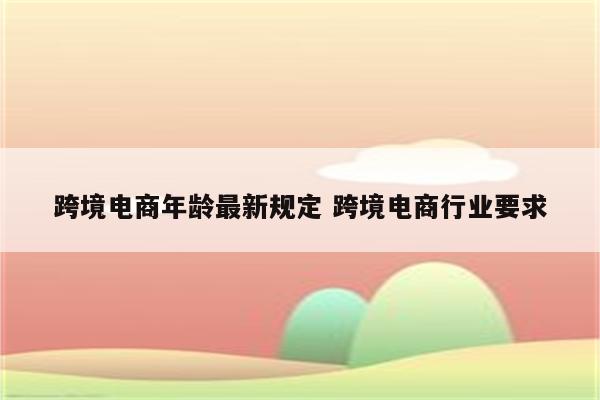 跨境电商年龄最新规定 跨境电商行业要求