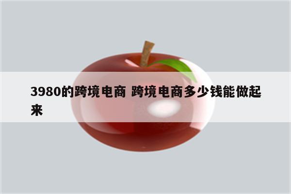 3980的跨境电商 跨境电商多少钱能做起来