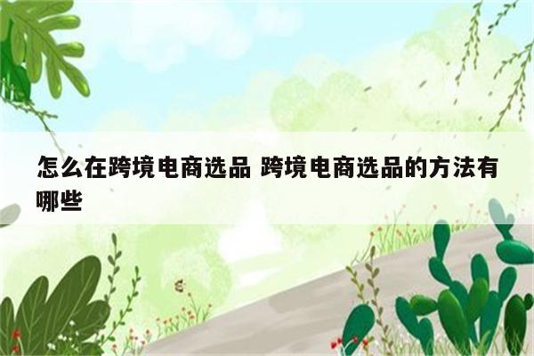 怎么在跨境电商选品 跨境电商选品的方法有哪些