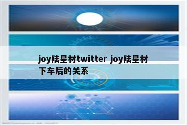 joy陆星材twitter joy陆星材下车后的关系