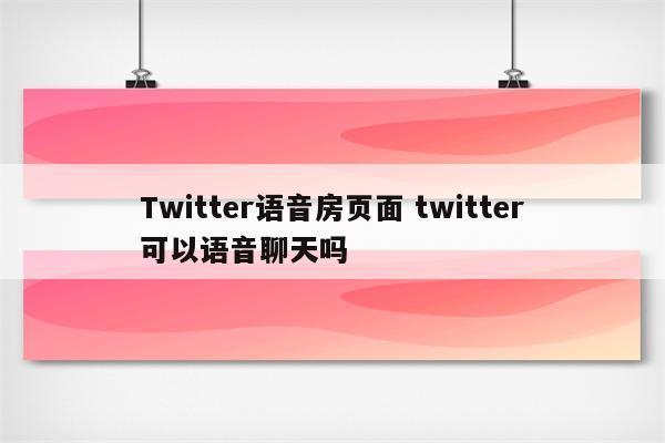 Twitter语音房页面 twitter可以语音聊天吗