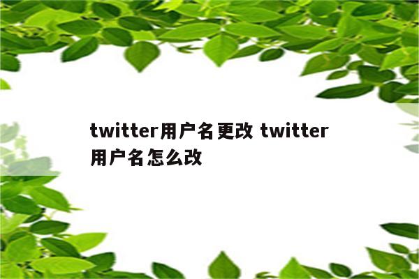 twitter用户名更改 twitter用户名怎么改