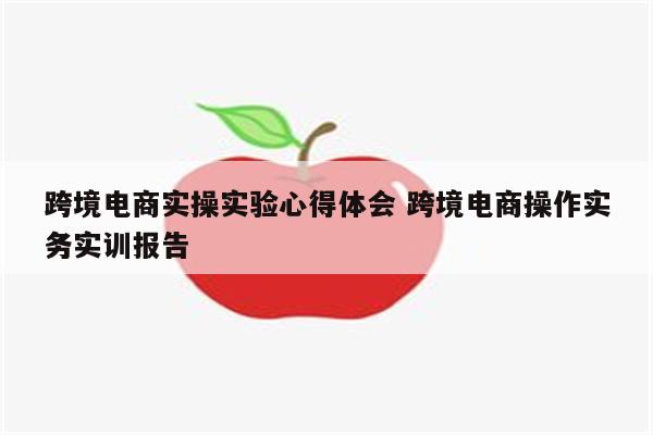 跨境电商实操实验心得体会 跨境电商操作实务实训报告